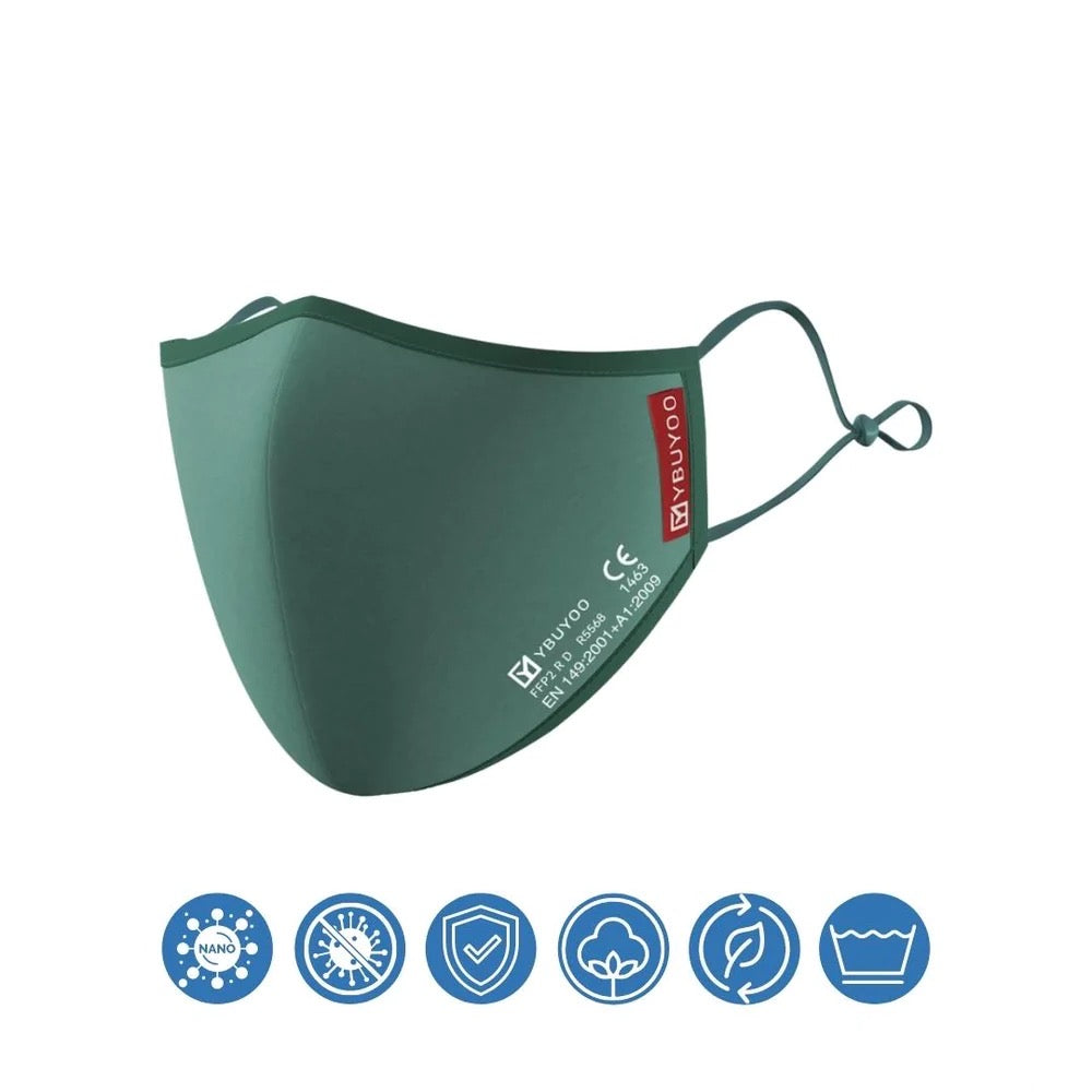 Handwaschbare Nano FFP2 Maske ''DUNKELGRÜN''