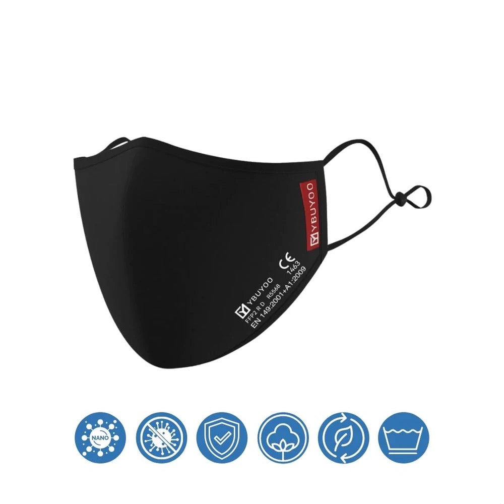 Handwaschbare Nano FFP2 Maske ''SCHWARZ''