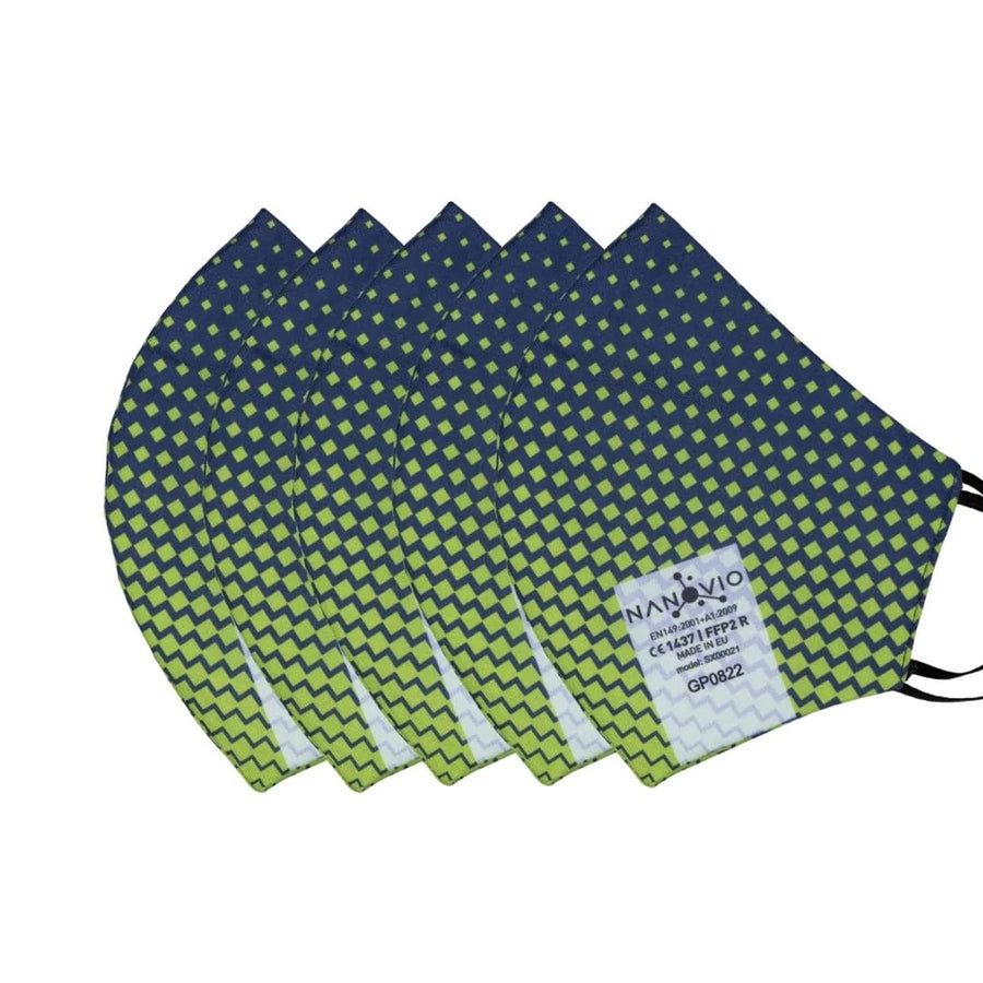 Waschmaschinenfeste FFP2 Nano Maske aus Europa ''BLUE & GREEN''